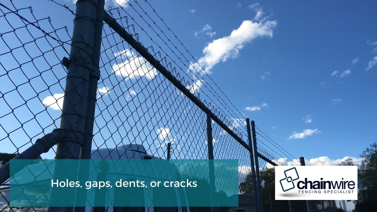 Holes, gaps, dents, or cracks